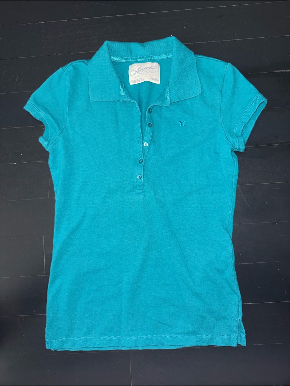 Vintage Aeropostale Women's Teal Polo Shirt